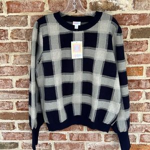 NWT Piper sweater blue and gray print crew neck size XL